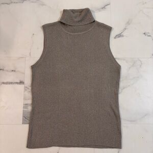 🩶Kasper🩶 Gray Metallic Sleeveless Turtleneck Sweater